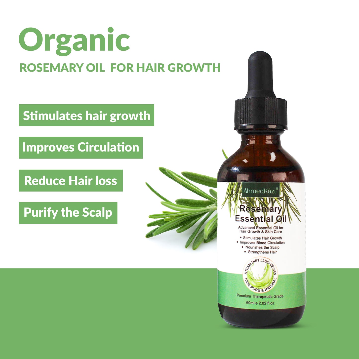 Rosemary Oil for Advanced Essential Oil for Hair Growth & Skin Care (60ml 2.02 Fl Oz),