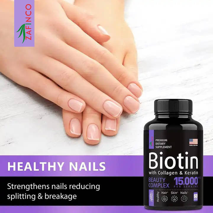 ZAFiNCO Biotin, Collagen, Keratin, and Hyaluronic Acid - Hair Growth Support Pills, 15000 mcg - Made in the USA.