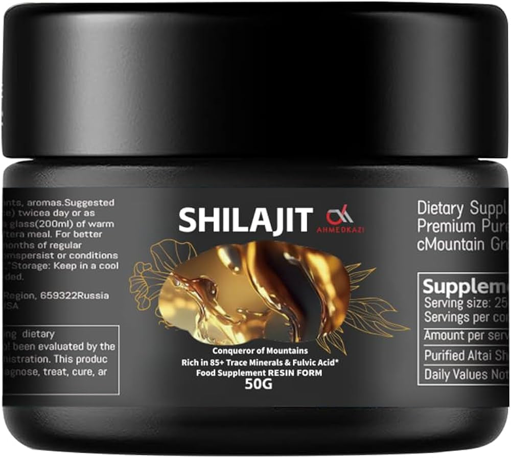 Pure Himalayan Organic Shilajit Resin Supplement with 85 Trace Minerals and Fulvic Acid, Authentic and Natural. 50 Grams [200 Servings per Container].